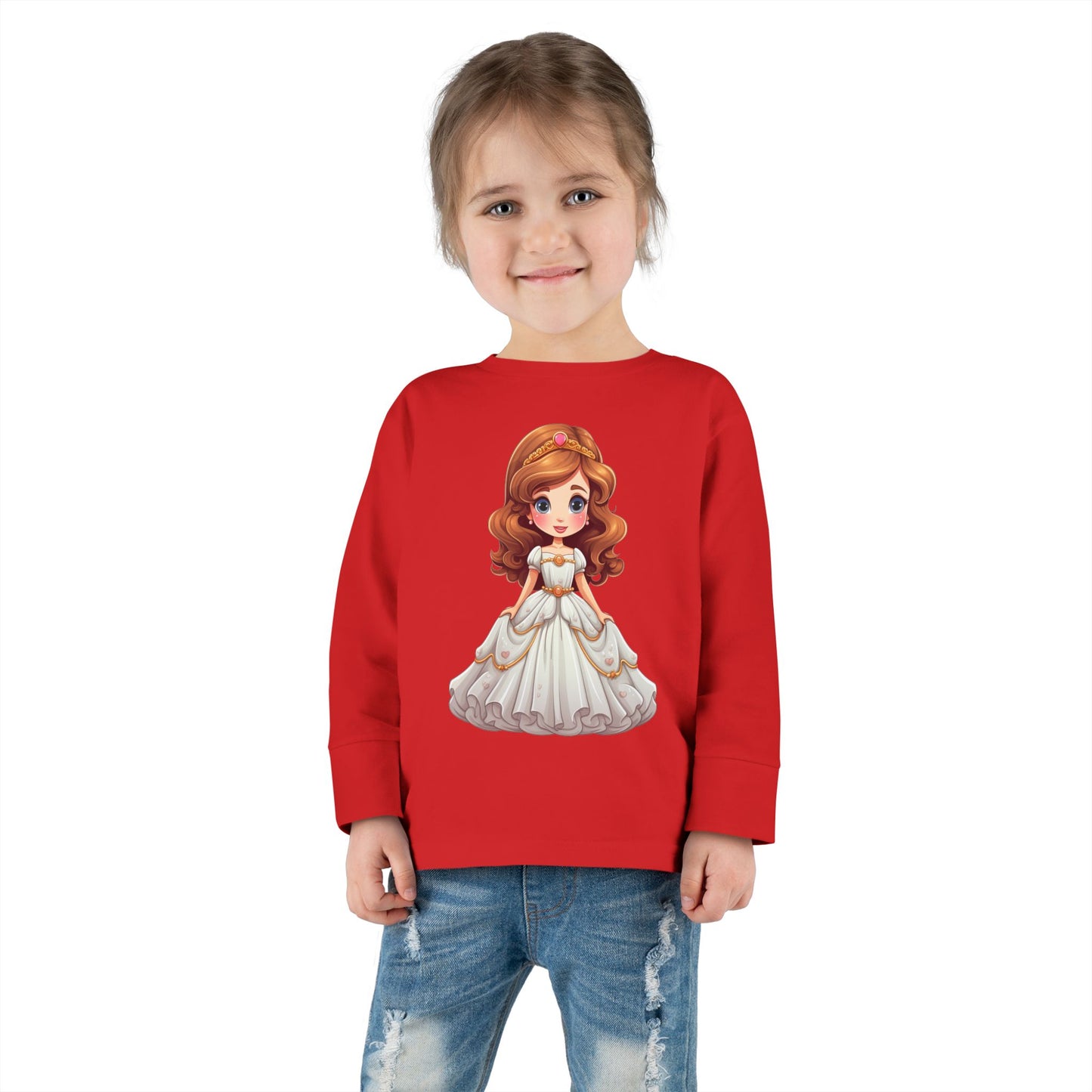 Toddler Princess Long Sleeve Tee, Adorable Girl's Shirt, Birthday Gift, Dress Up Tee, Toddler Top, Cute Graphic Tee