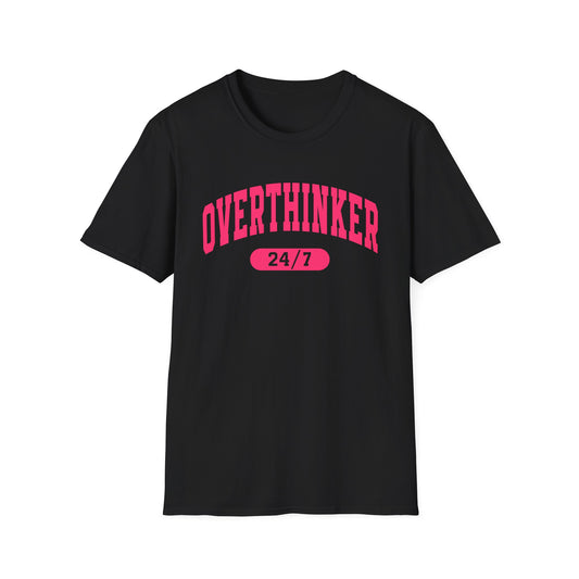 Overthinker Unisex Softstyle T-Shirt, Casual Tee, Gift for Thinkers, Everyday Wear, Motivational Shirt, Cool Graphic Tee