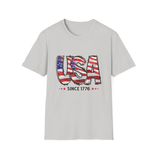 USA Flag Unisex Softstyle T-Shirt - Patriotic Tee, July 4th Shirt, Casual Summer Wear, Gift for Veterans, Comfortable Everyday Style