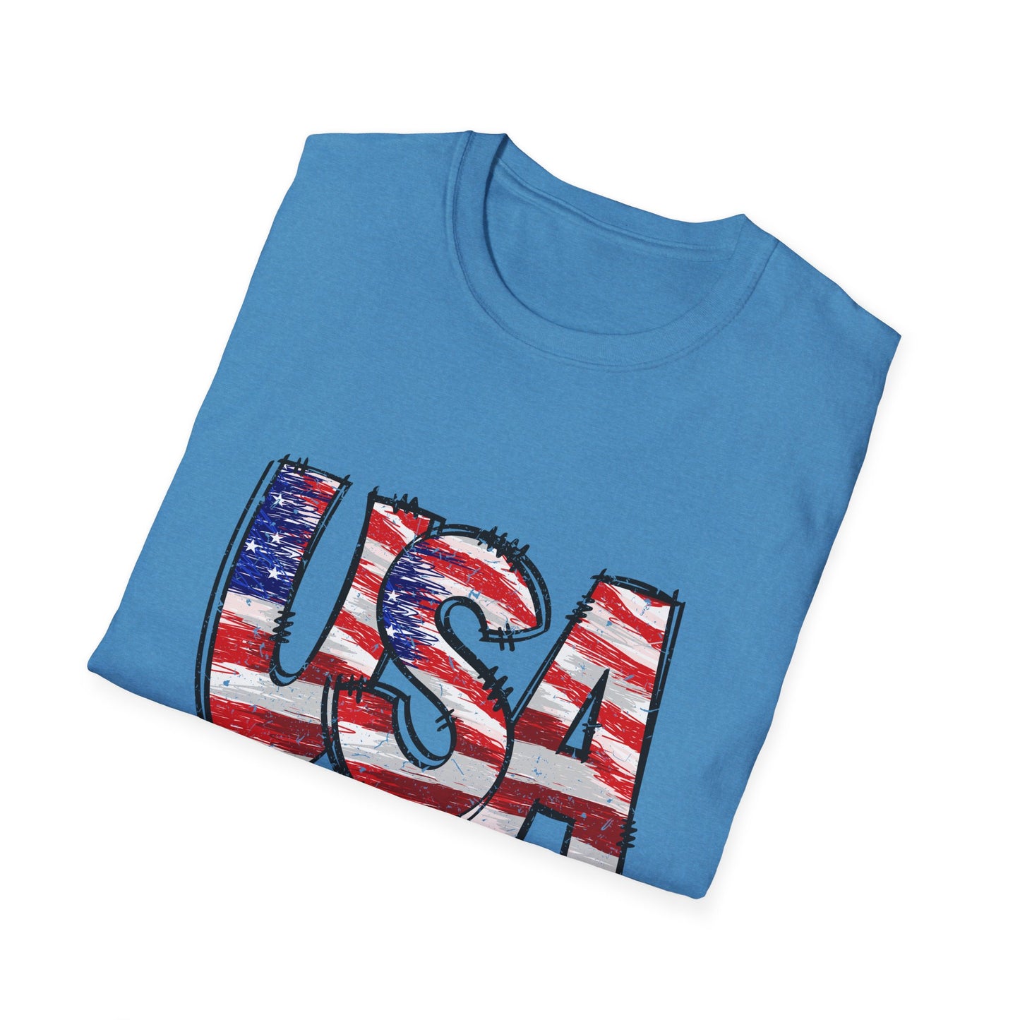 USA Flag Unisex Softstyle T-Shirt - Patriotic Tee, July 4th Shirt, Casual Summer Wear, Gift for Veterans, Comfortable Everyday Style