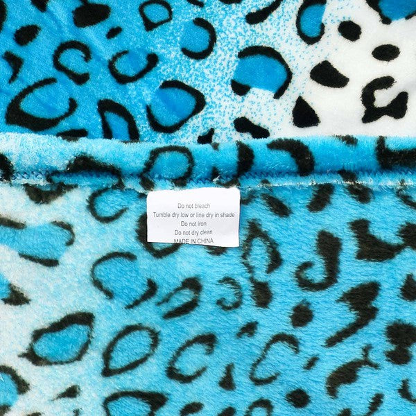 Leopard Turquoise Warm Cozy Bed Throw Blanket