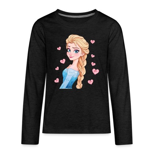 Princess With Hearts Kids' Premium Long Sleeve T-Shirt - charcoal grey