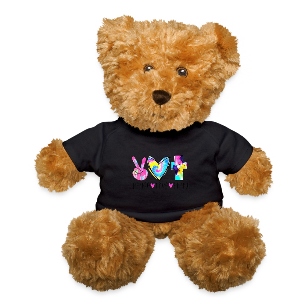Peace, Love, Pray Teddy Bear - black