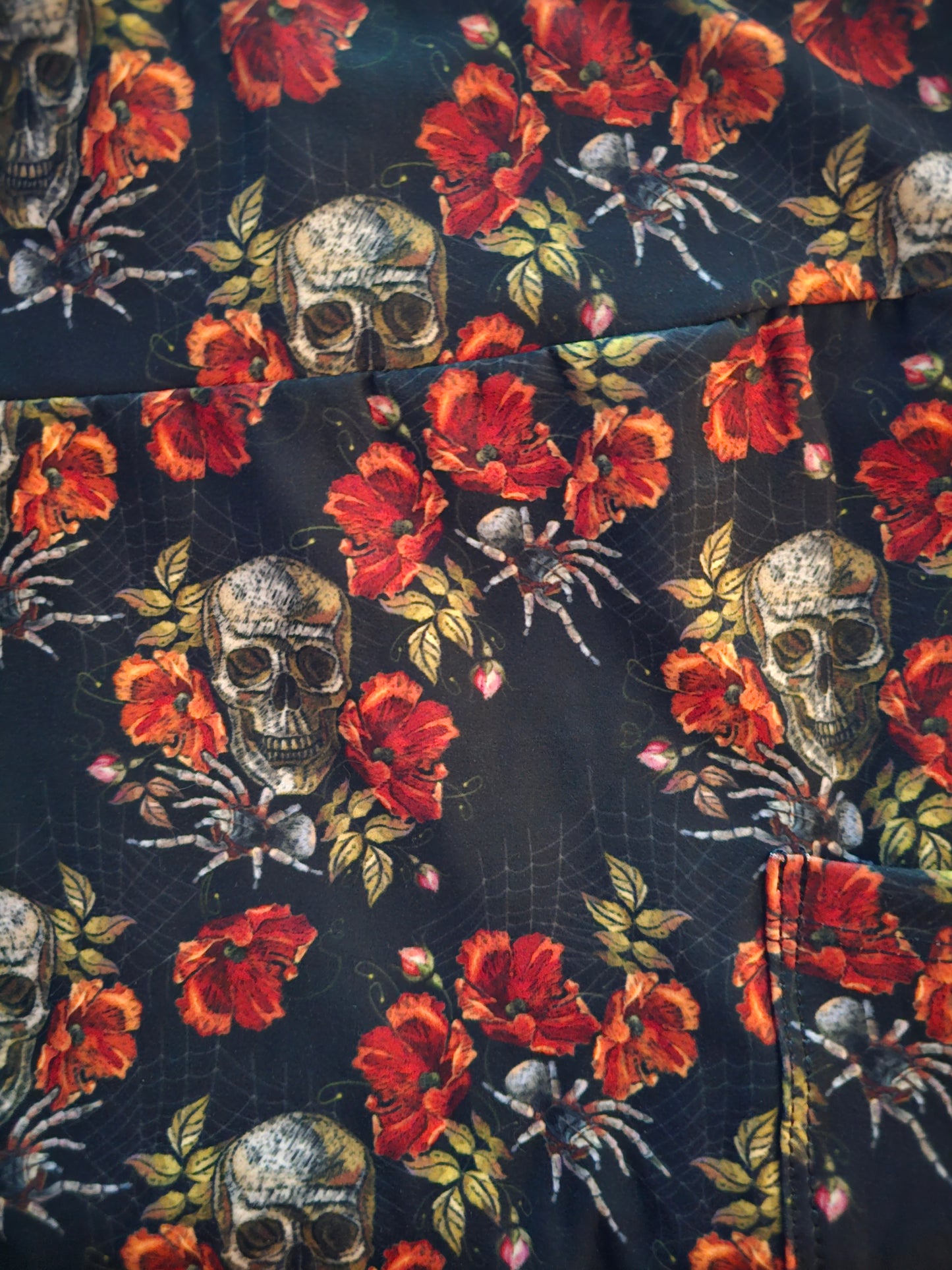 Skulls Spiders and Flowers Custom Legging With Pockets