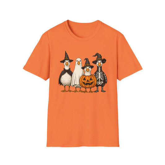 Halloween Themed Unisex T-Shirt, Funny Costume Shirt, Spooky Shirt, Pumpkin and Skeleton Tee, Fall Fashion, Holiday Gift