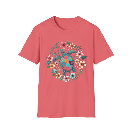 Floral Turtle T-Shirt | Nature Lover Gift, Summer Outfit, Eco-Friendly Fashion, Beachwear, Boho Style