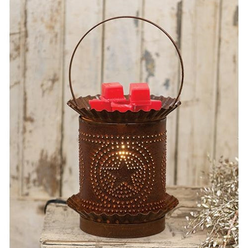 Rusty Jumbo  Punched Star Wax Warmer Melter - Flameless Plug In