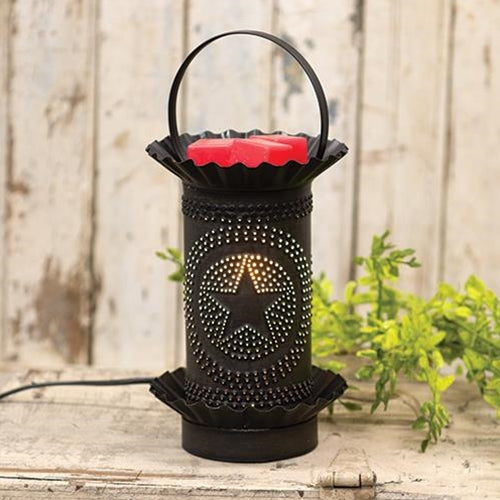 Kettle Black Mini Tart Wax Warmer Melter with Punched Stars - Flameless Plug In