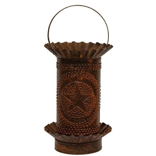 Rusty Mini Tart Wax Warmer Melter with Punched Stars - Flameless Plug In