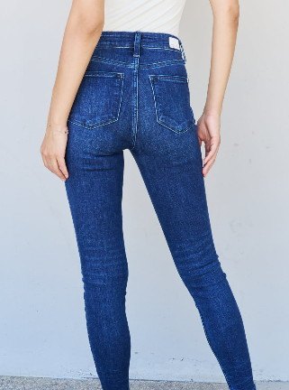 Judy Blue Mid Rise Raw Edge Ankle Detail Skinny Jeans