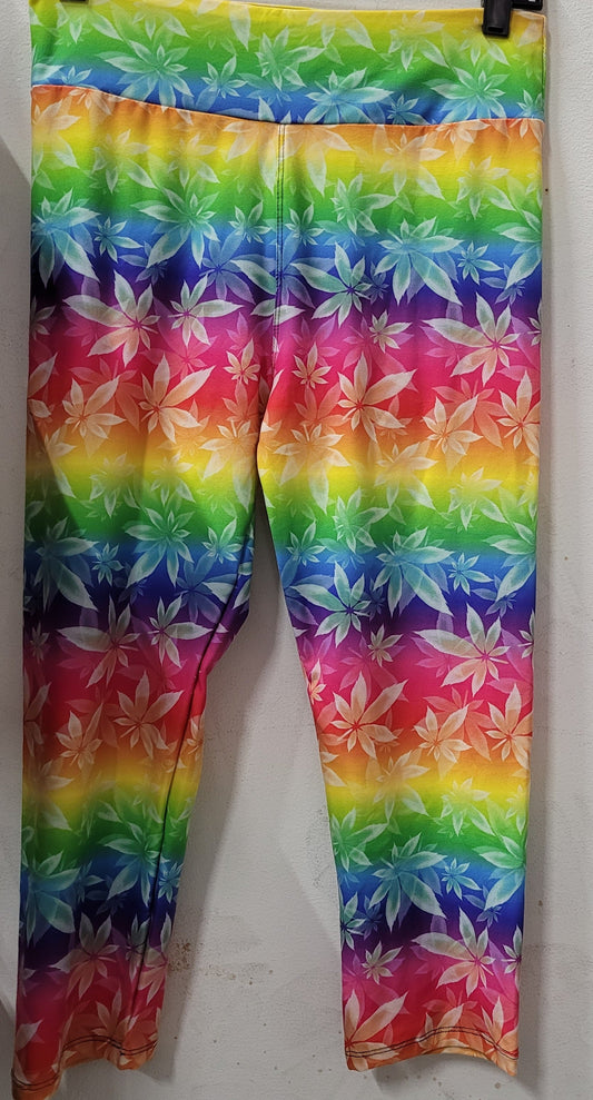 Rainbow Ombre Weed leggings without pockets