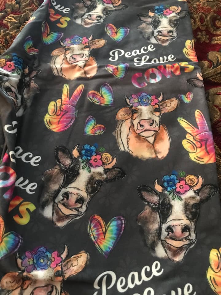 Custom Peace Love and Cows Legging