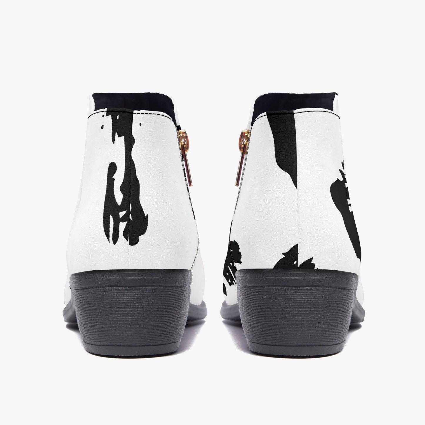Black and White Fashion Zipper Boots