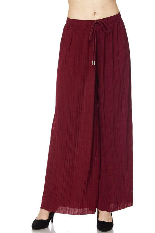 Burgundy Drawstring Palazzo OS Pant - Keene's