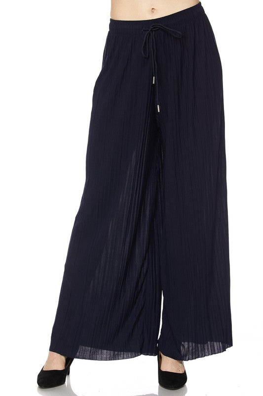 Navy Drawstring Palazzo OS Pant - Keene's