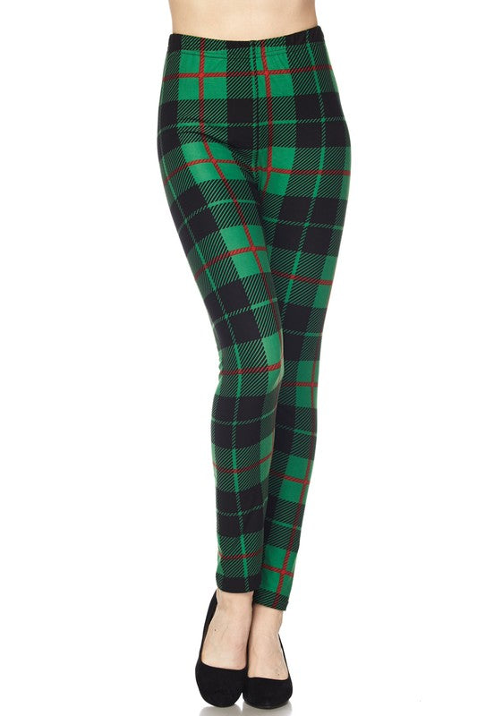 Green Plaid Leggings EPS - Keene's