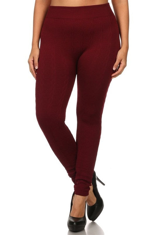 Burgundy Solid Leggings OS - Keene's