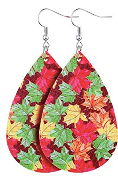 Fall Earrings - Maple Leaves Brown Background - Keene's