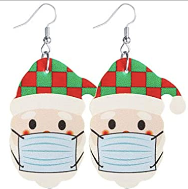 Santa With Mask Green and Red Hat Cutout Earring - Keene's
