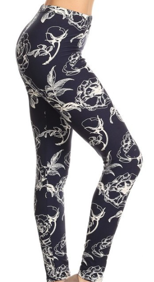 Blue and White Print 3x-5x Leggings