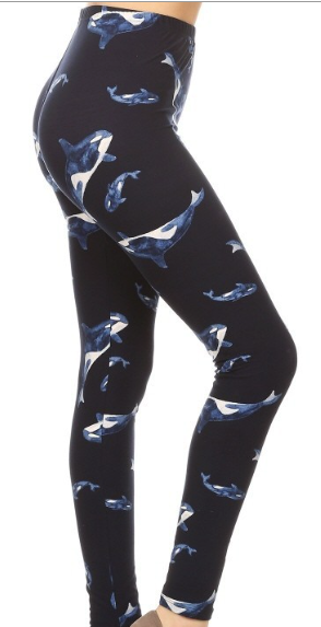 Whale Print 3x-5x Leggings