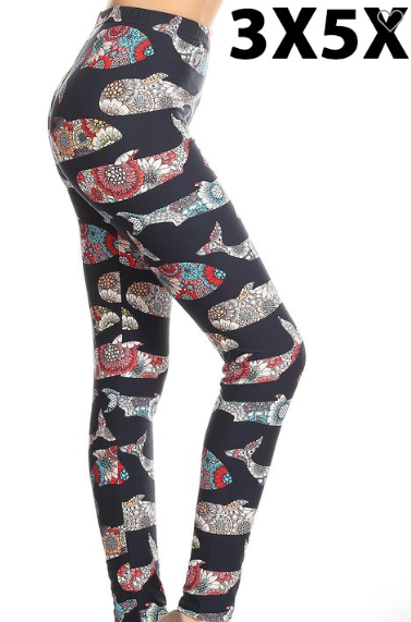 Fish Print 3x-5x Leggings
