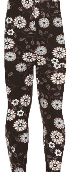 Black Floral Kids Leggings KL-R827