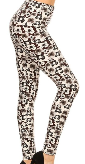 White Multi Floral Print Legging EPS 3X4X-R629