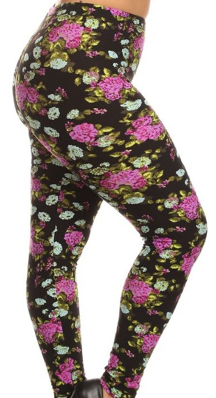 Pink Floral Print Legging EPS 3X4X-N389