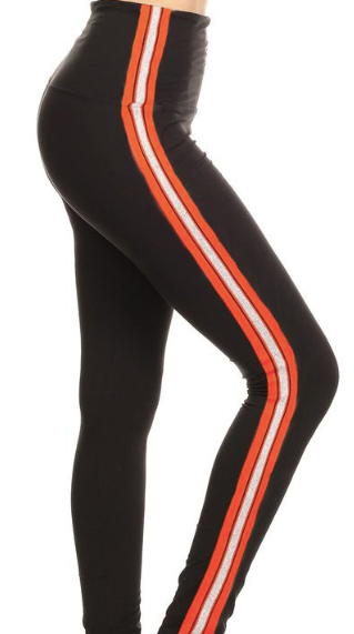 Black 5" Yoga Waist Stripped Legging PS LT63X-BLACK_YOGA