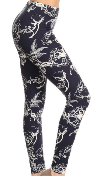 White Floral Print Leggings PS - LDX-R627