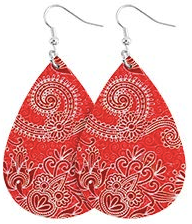 Red Paisley Teardrop Earring - Keene's