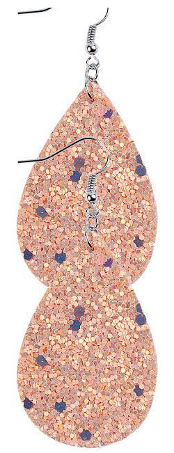 Pink Glitter Faux Leather Teardrop Earring - Keene's