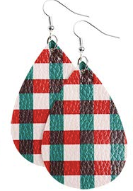 Red and Green Plaid Teardrop Earring - Keene's