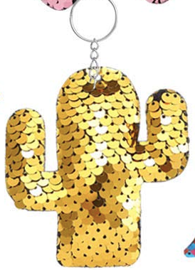 Sequin Keychain - Gold Cactus - Keene's