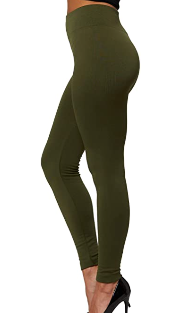 Olive Fleece Solid Plus Legging - Keene's