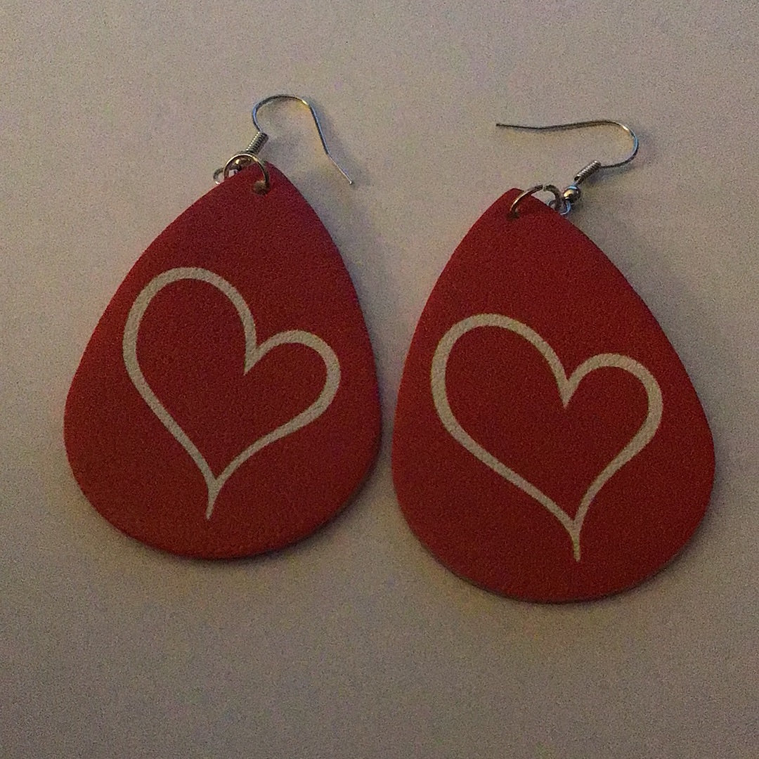 Heart Earrings - 2023 Collection - White Heart Red Background