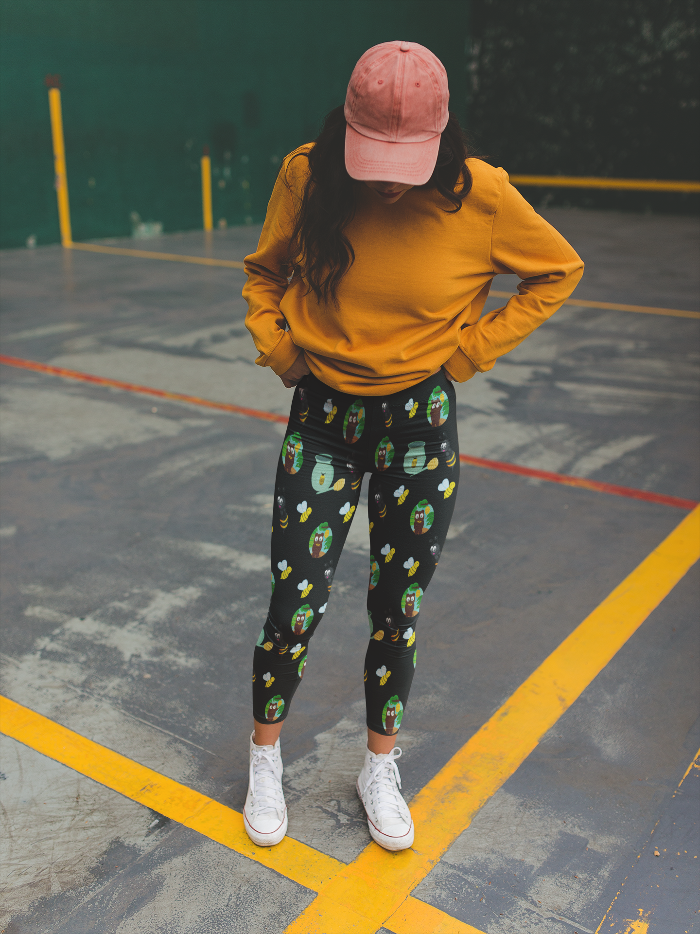 Custom Honey Bee Print Leggings YOGA BAND - Keene's