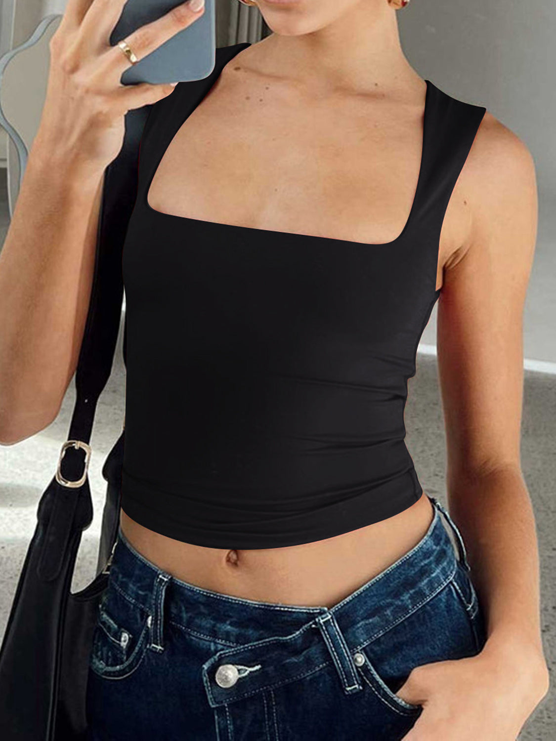 Square Neck Wide Strap Tank