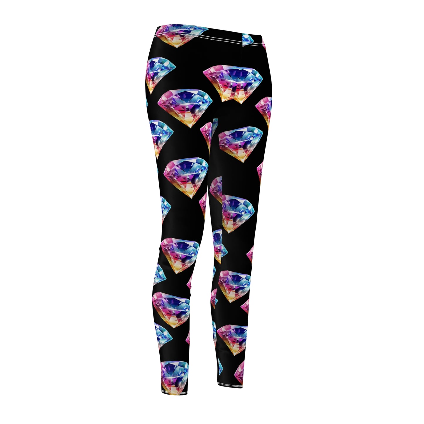 Galaxy Diamond Print Leggings — Colorful Gemstone All-Over Print