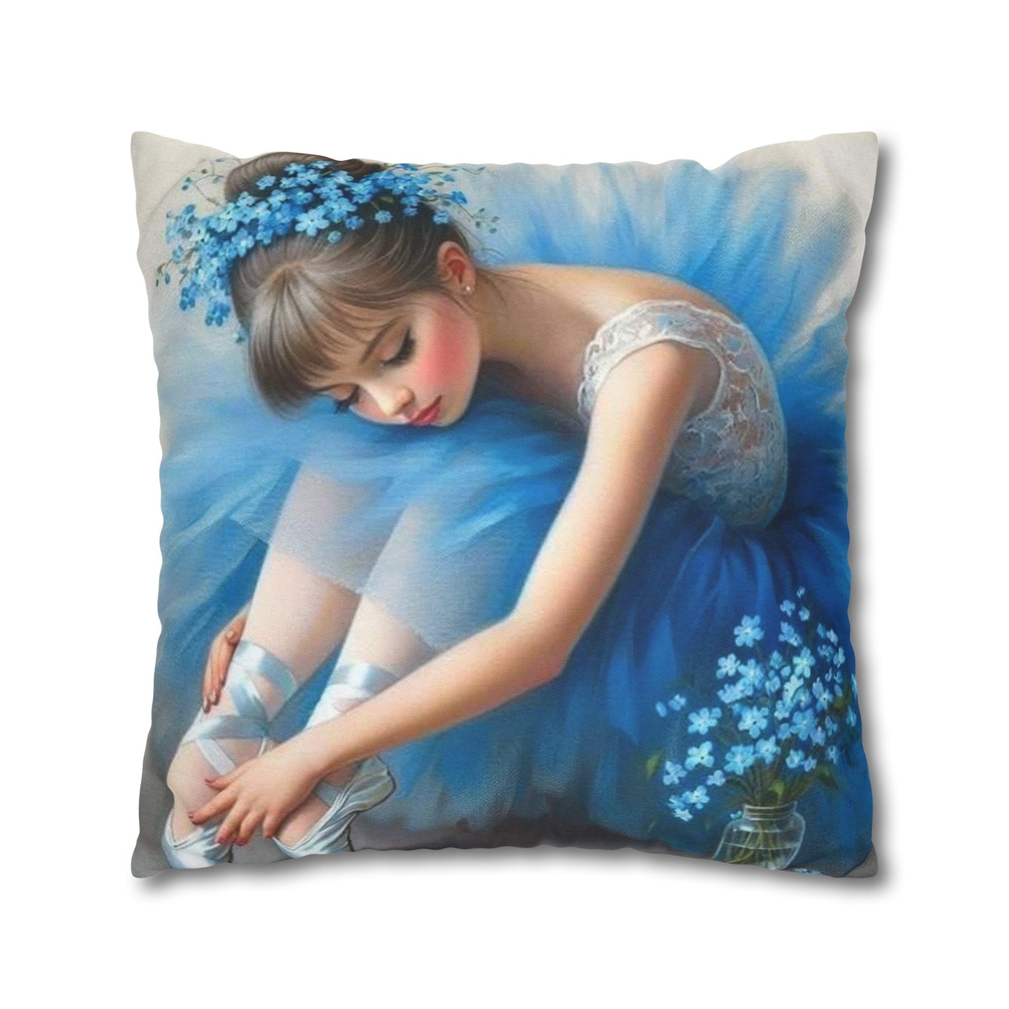 Blue Ballerina Spun Polyester Square Pillowcase