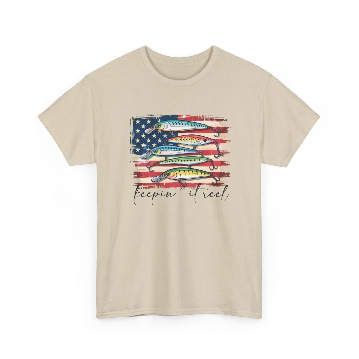 T-Shirt — American Flag Fish Graphic "Keepin' It Reel" | Patriotic Fishing Tee