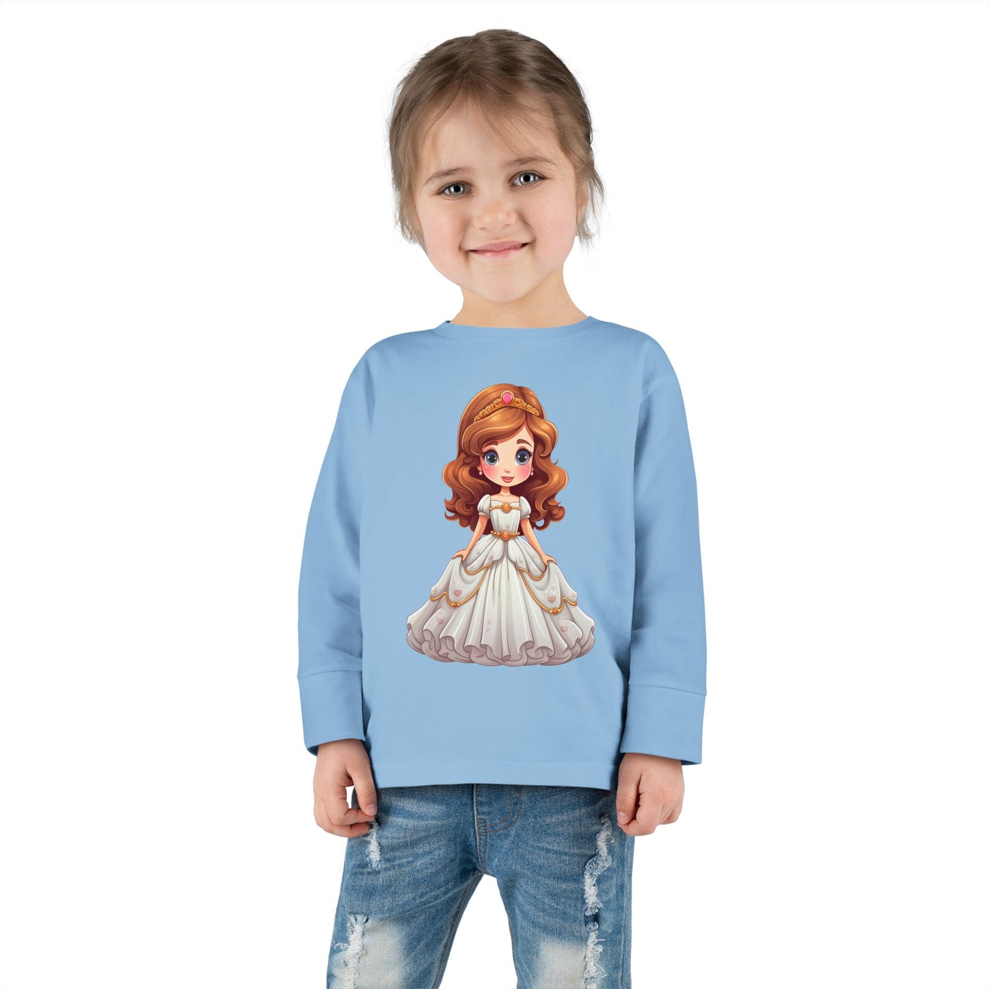 Toddler Princess Long Sleeve Tee, Adorable Girl's Shirt, Birthday Gift, Dress Up Tee, Toddler Top, Cute Graphic Tee