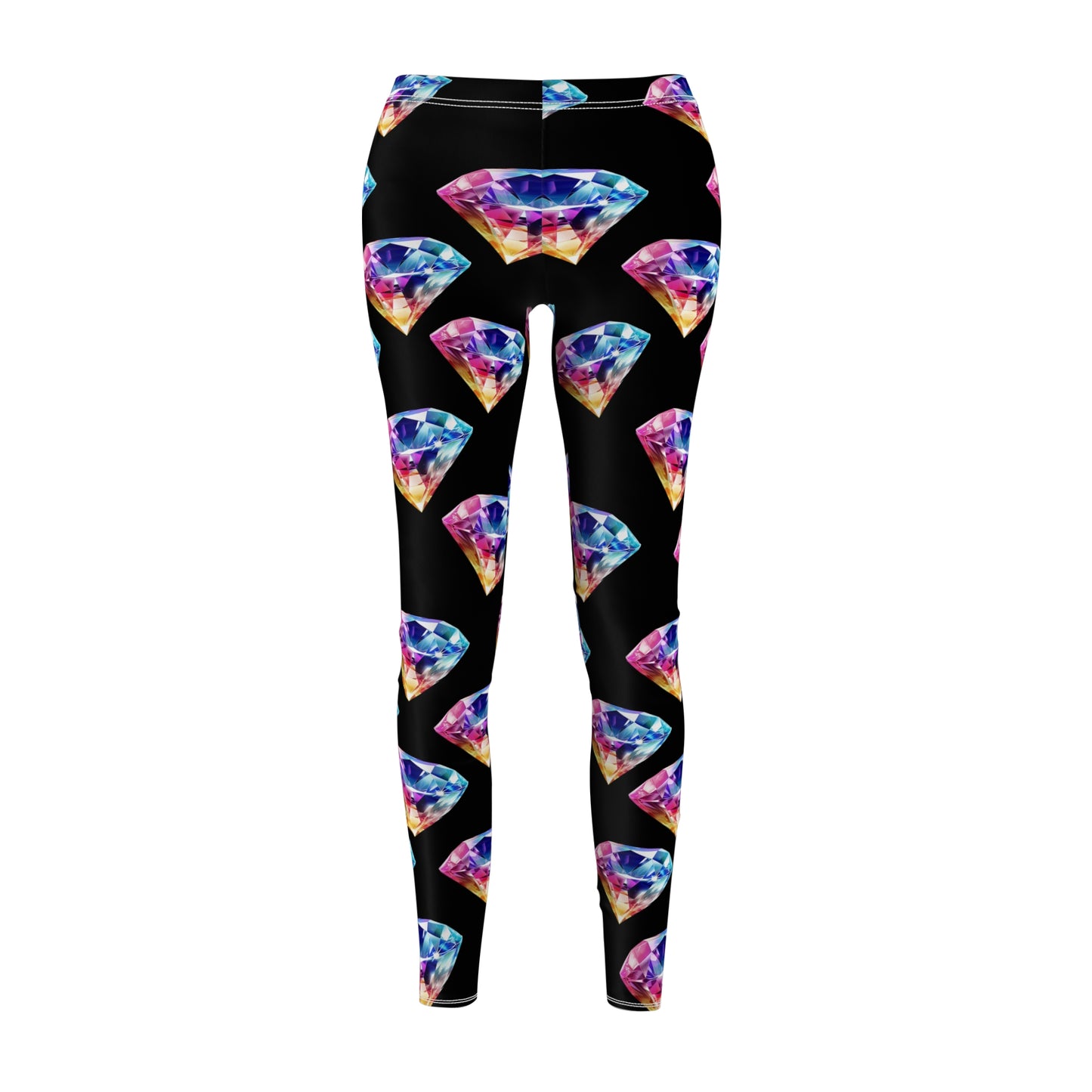 Galaxy Diamond Print Leggings — Colorful Gemstone All-Over Print