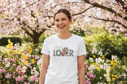 Book Lover T-Shirt — Floral Vintage 'Book Lover' Graphic Tee