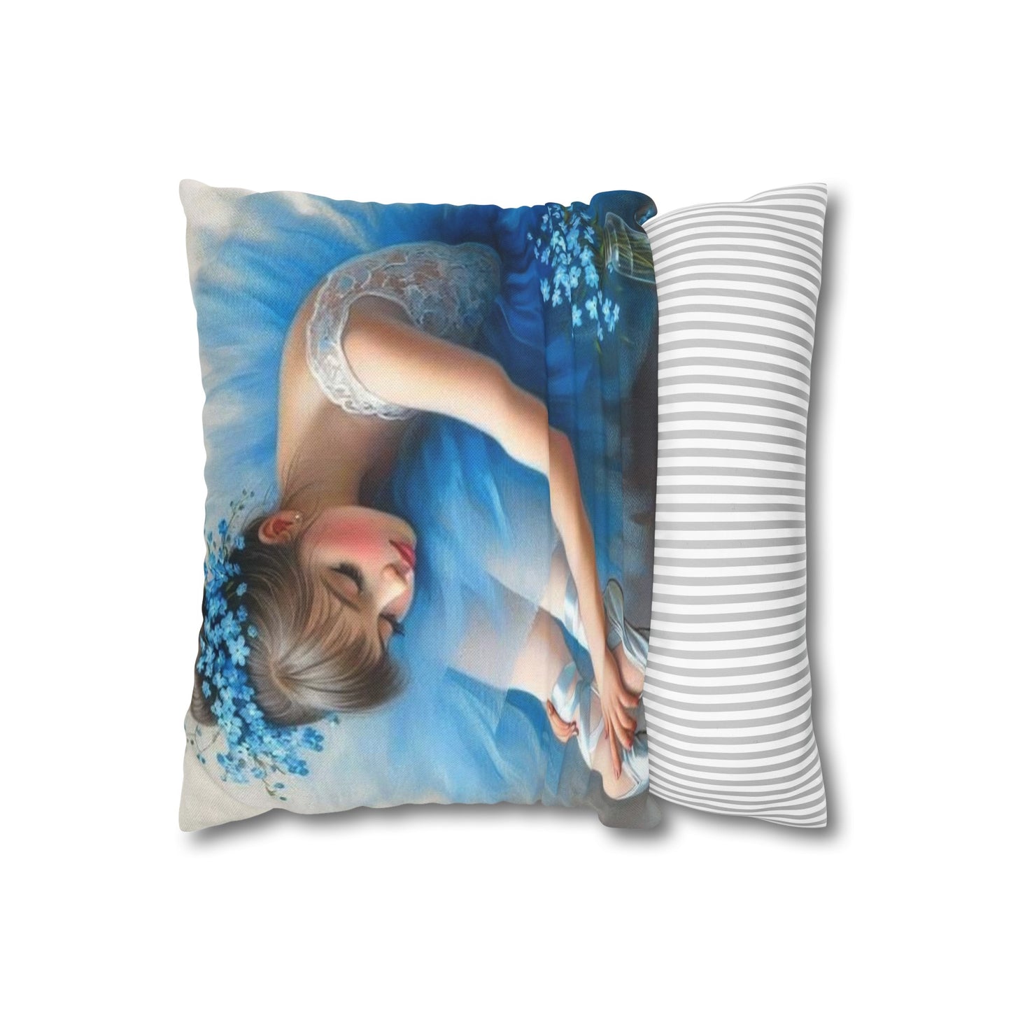 Blue Ballerina Spun Polyester Square Pillowcase