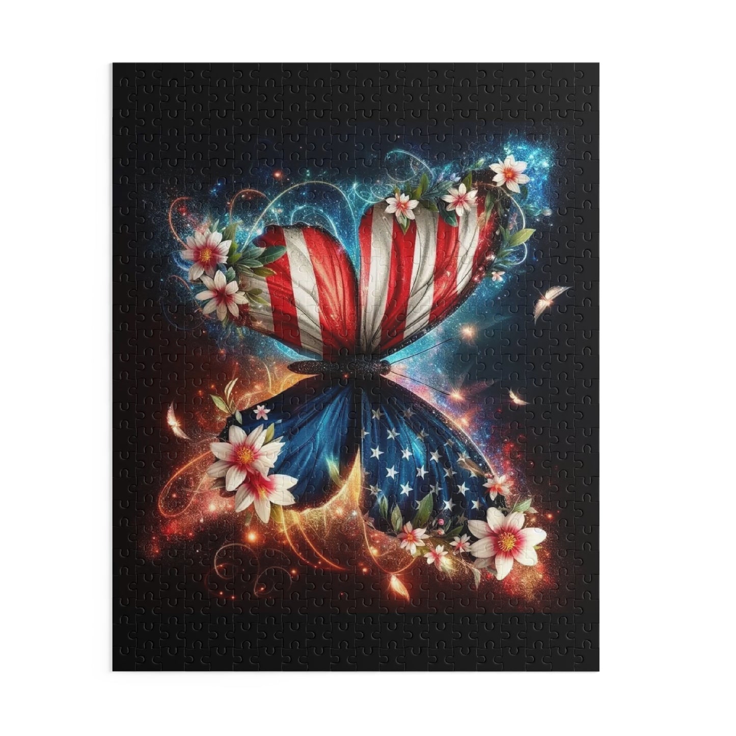 American Flag Butterfly Puzzle — Patriotic 120/252/500-Piece Jigsaw