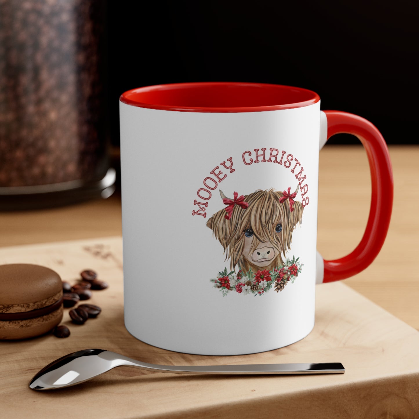 Mooey Christmas Cow Accent Coffee Mug, 11oz