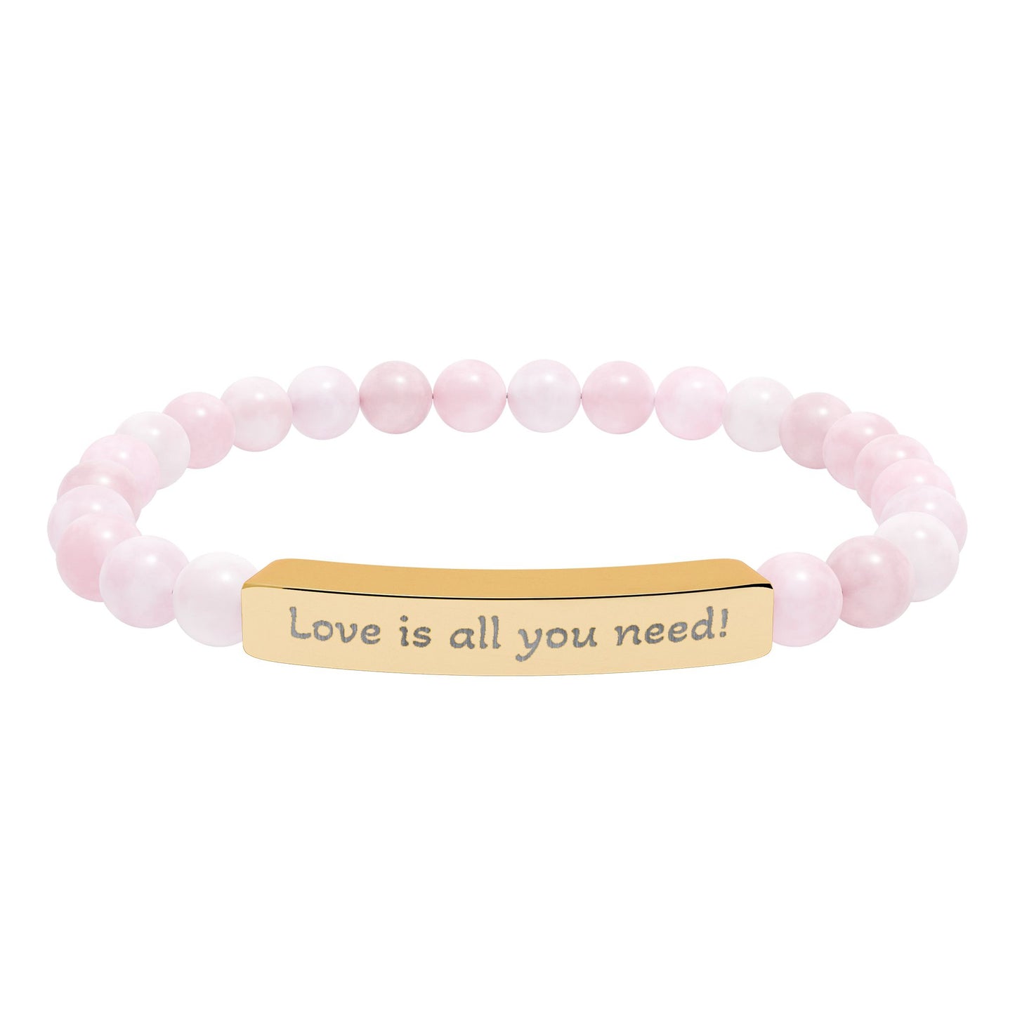 Engraved Natural Stone Stretch Bracelet — “Love is all you need!”