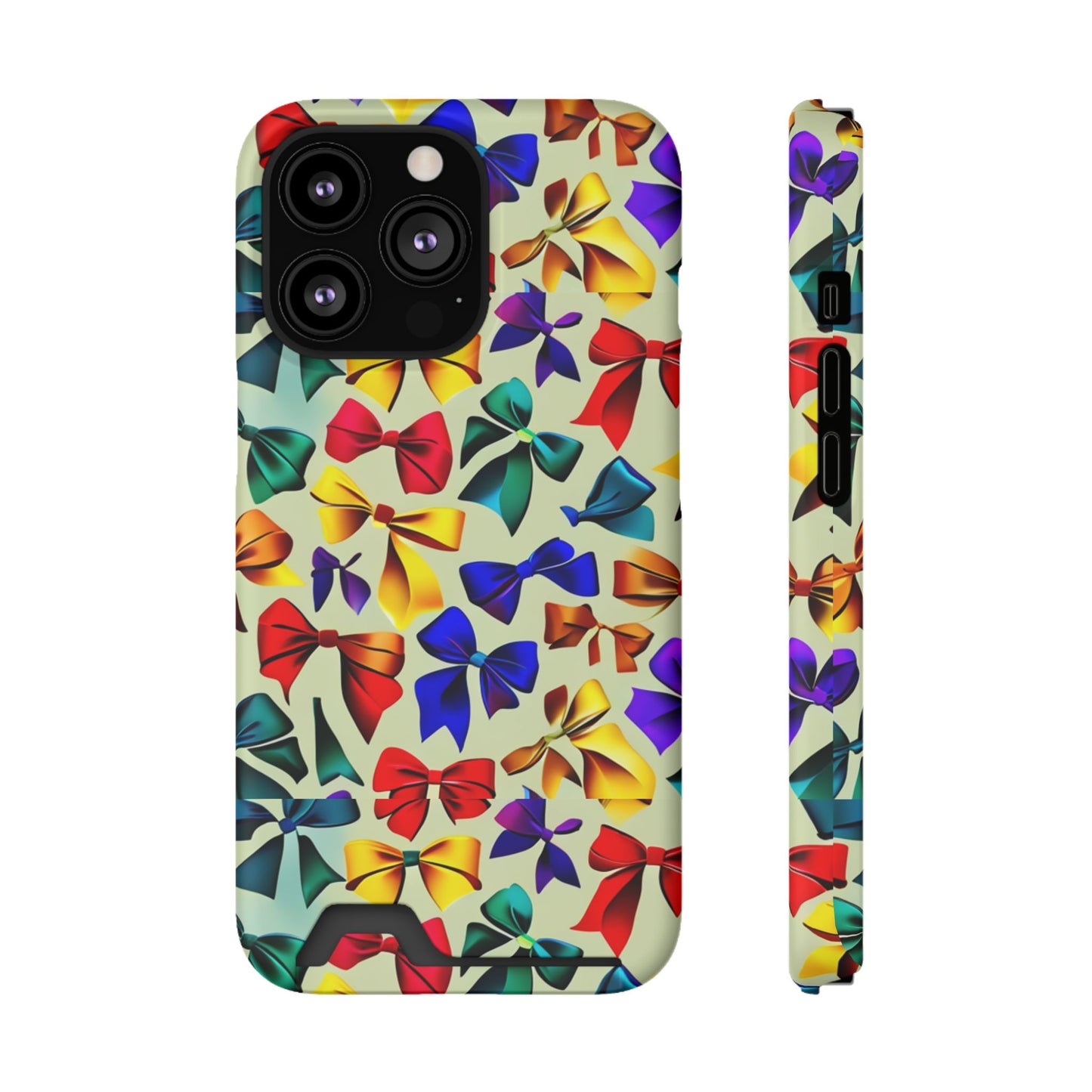 Colorful Bow Pattern Phone Card Case — Slim Wallet Phone Case